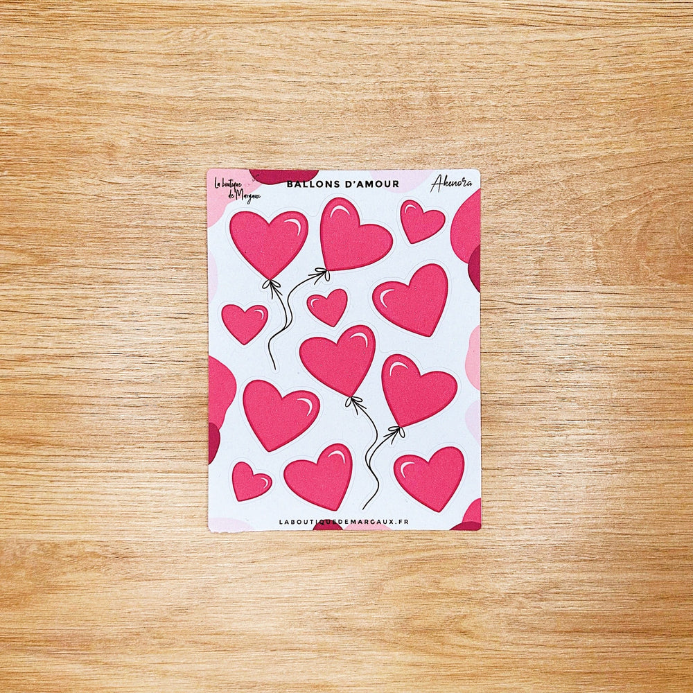 La Boutique de Margaux Sticker Ballons d'amour Amour & mini cœurs - Stickers C7 organisation papeterie margauxstips les astuces de margaux plan with me bullet journal