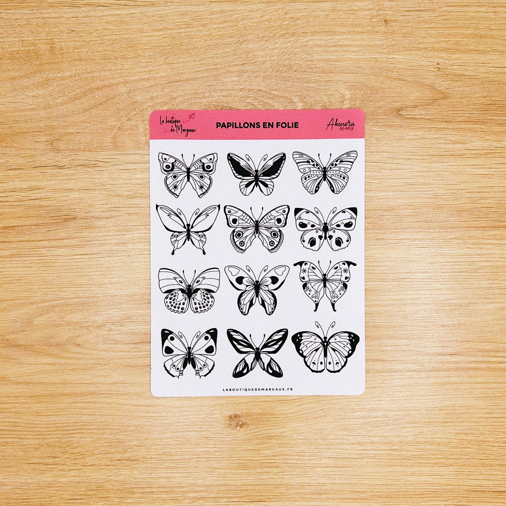 La Boutique de Margaux Sticker Noir sur papier blanc Papillons en folie - Stickers organisation papeterie margauxstips les astuces de margaux plan with me bullet journal