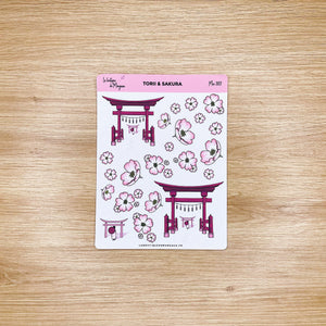 La boutique de Margaux Sticker Torii & Sakura - Stickers organisation papeterie margauxstips les astuces de margaux plan with me bullet journal