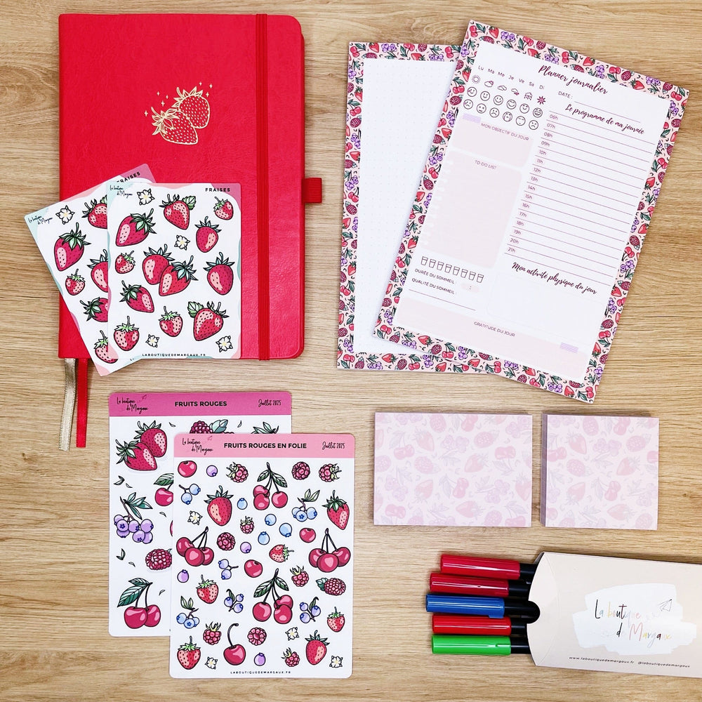 La boutique de Margaux Coffret Fraise - Coffret #12 organisation papeterie margauxstips les astuces de margaux plan with me bullet journal
