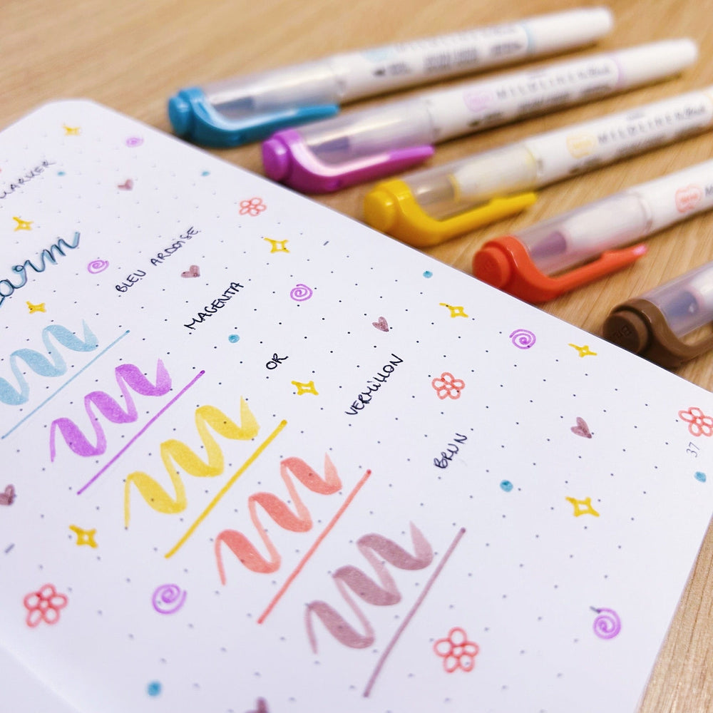 La Boutique de Margaux Feutres Set "Warm" de ZEBRA - Feutres pinceaux organisation papeterie margauxstips les astuces de margaux plan with me bullet journal
