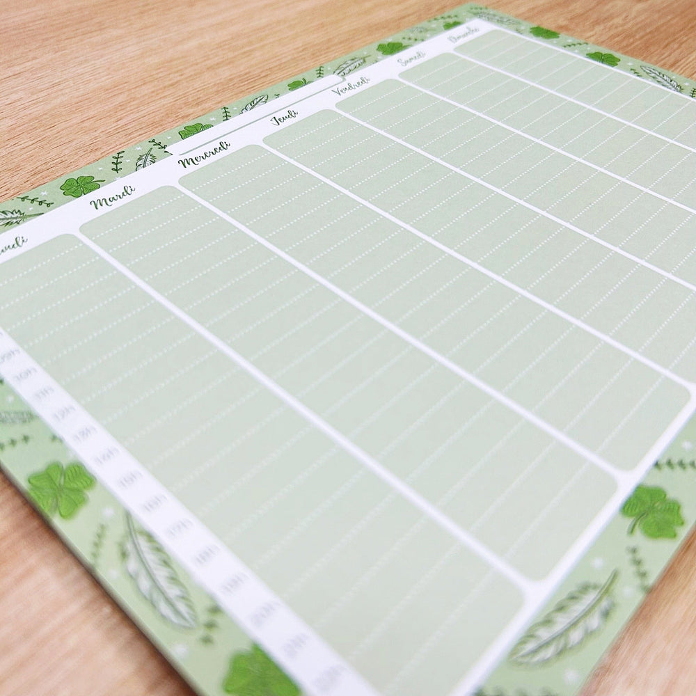 La boutique de Margaux Papeterie Emploi du temps "L'Intemporel Trèfle" - Bloc-notes A5 organisation papeterie margauxstips les astuces de margaux plan with me bullet journal