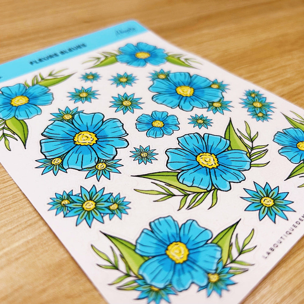 Fleurs bleues - Stickers – La boutique de Margaux