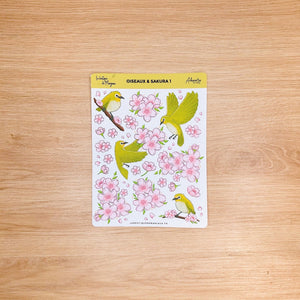 La Boutique de Margaux Sticker Oiseaux & Sakura 1 - Stickers organisation papeterie margauxstips les astuces de margaux plan with me bullet journal