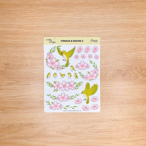 La Boutique de Margaux Sticker Oiseaux & Sakura 2 - Stickers organisation papeterie margauxstips les astuces de margaux plan with me bullet journal