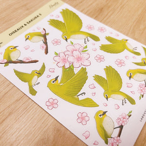 La Boutique de Margaux Sticker Oiseaux & Sakura 3 - Stickers organisation papeterie margauxstips les astuces de margaux plan with me bullet journal