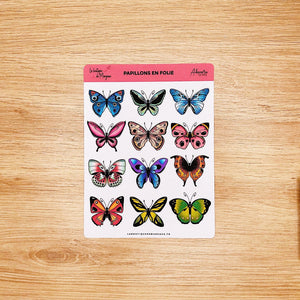 La Boutique de Margaux Sticker Coloré sur papier blanc Papillons en folie - Stickers organisation papeterie margauxstips les astuces de margaux plan with me bullet journal
