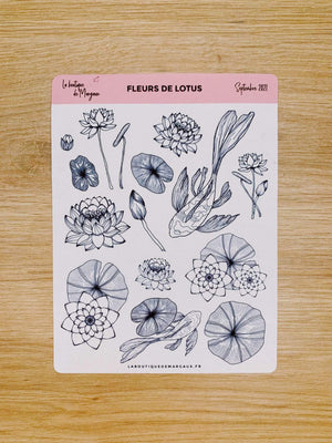 La Boutique de Margaux Sticker Papier Blanc Fleurs de Lotus - Stickers organisation papeterie margauxstips les astuces de margaux plan with me bullet journal